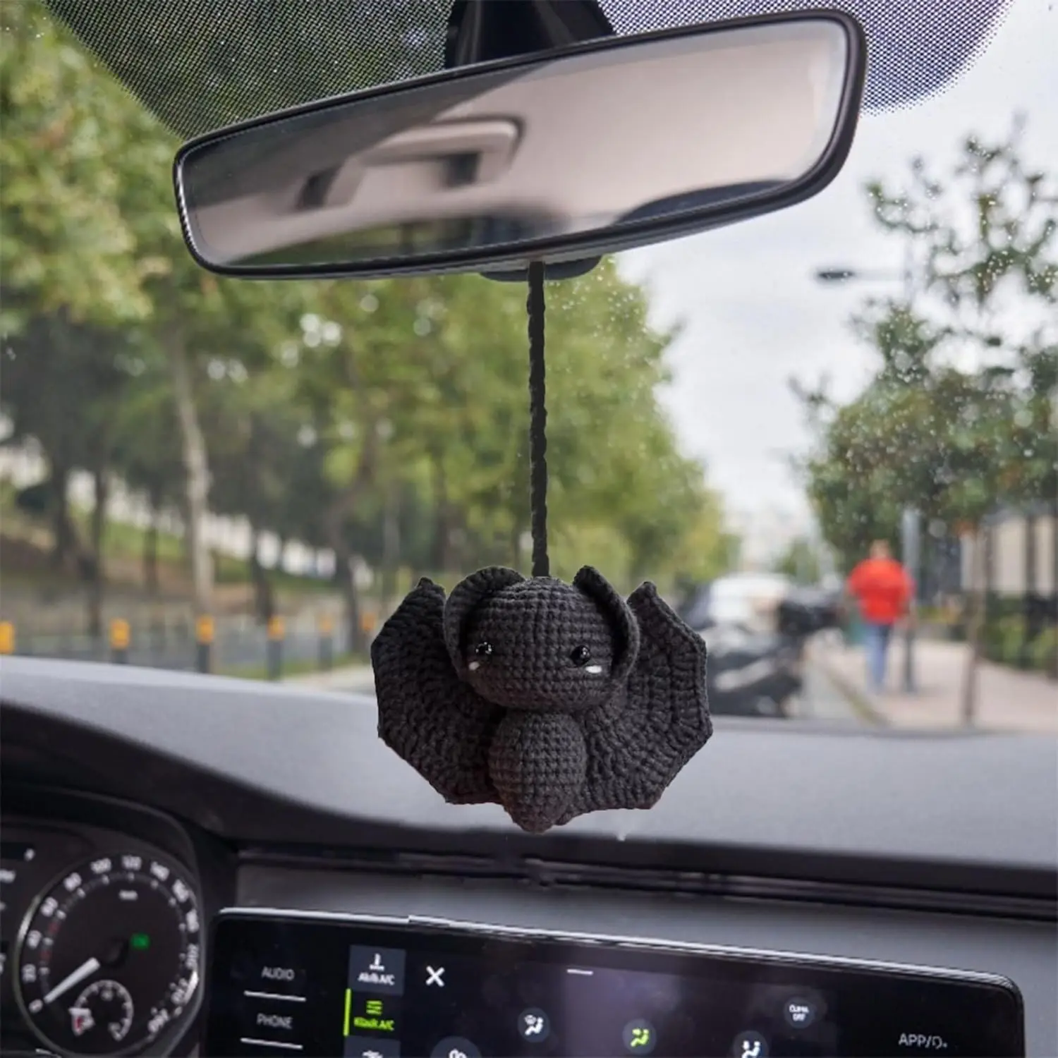 Cute Bat Car Accessories for Halloween, Halloween Crochet Rearview Mirror Decor, Car Interior Hanging Ornament, Handmade Gift for Women or Men
