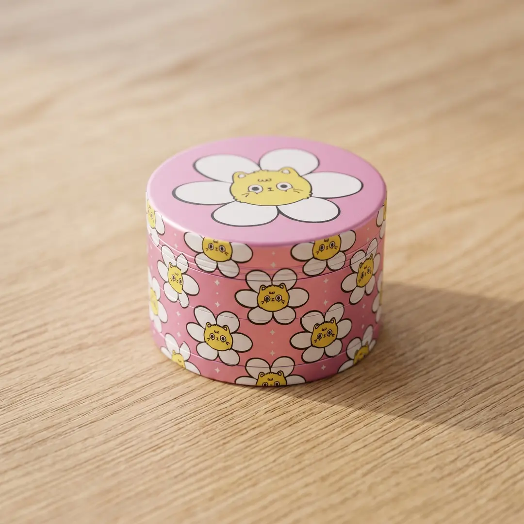1.97 inch 50mm Pink Flower Style C Pattern Spice Grinder Metal Manual Four Layer Salt Grinder Pepper Mortar Spice Zinc Alloy Seasoning Spice Grinder Kitchen Cooking Accessories Kitchen Tool Gift