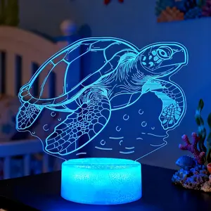 3D Illusion Turtle Night Light Sea Turtle Gifts with Remote Control 16 RGB Colors 4 Flashing Modes Timer Dimmable Kids Room Decoration for Holiday Birthday Christmas