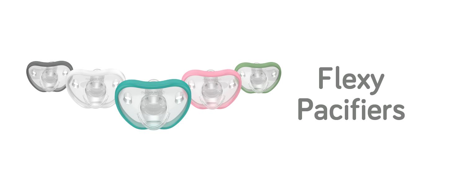 Baby Pacifiers 0-3 Month - Orthodontic, Curves Comfortably with Face Contour, Award Winning for Breastfeeding Babies, 100% Silicone, Perfect Baby Registry Gift 2pk,Grey