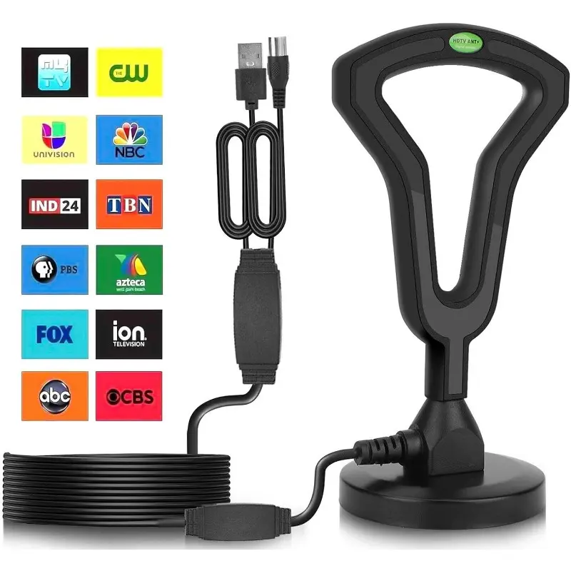 2026 New Upgraded HWU Metal Digital TV Antenna - Amplified Signal, Long Range, Indoor/Outdoor with Cable, Free Local Channels, Compatible with All Televisions