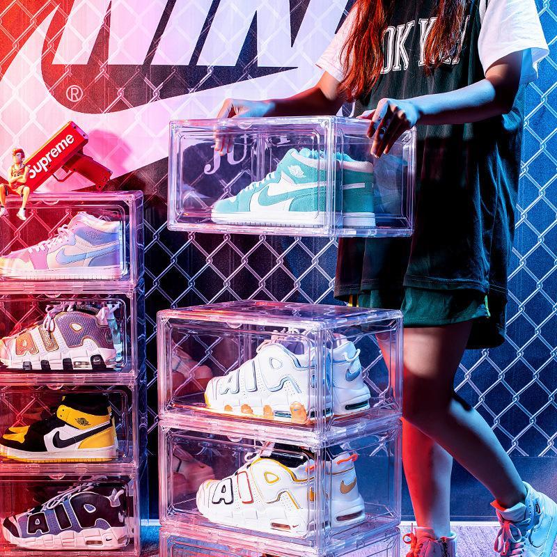 High Transparent Pet Shoe Storage Box, Stackable Sneaker Display Case, Thickened Plastic Shoe Organizer for Home & Collection