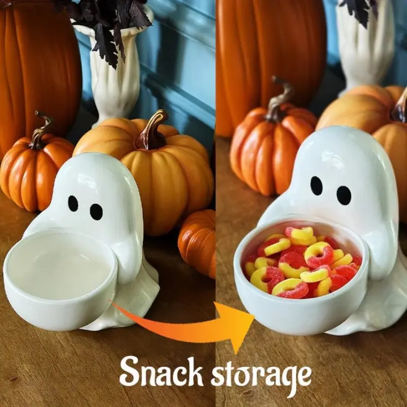 Halloween Ghost Storage Tray, 3D Printed, Multi-Use for Jewelry, Rings, Necklaces, Table Decor, Fun and Practical Organizer