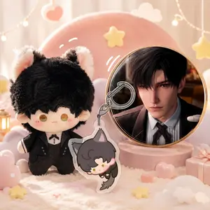 3pcs, Love and Deepspace Anime Plush Doll + Badge + Keychain, Collectible Stuffed Character Figure, Premium Soft Toy - Keychain Bag Car Charm, Desk Shelf Room Decor, Birthday Christmas Valentine Party Gift for Anime Fans Teens