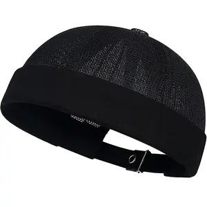 Mens Mesh Brimless Cap,Summer Skullcap Docker Beanie Hat