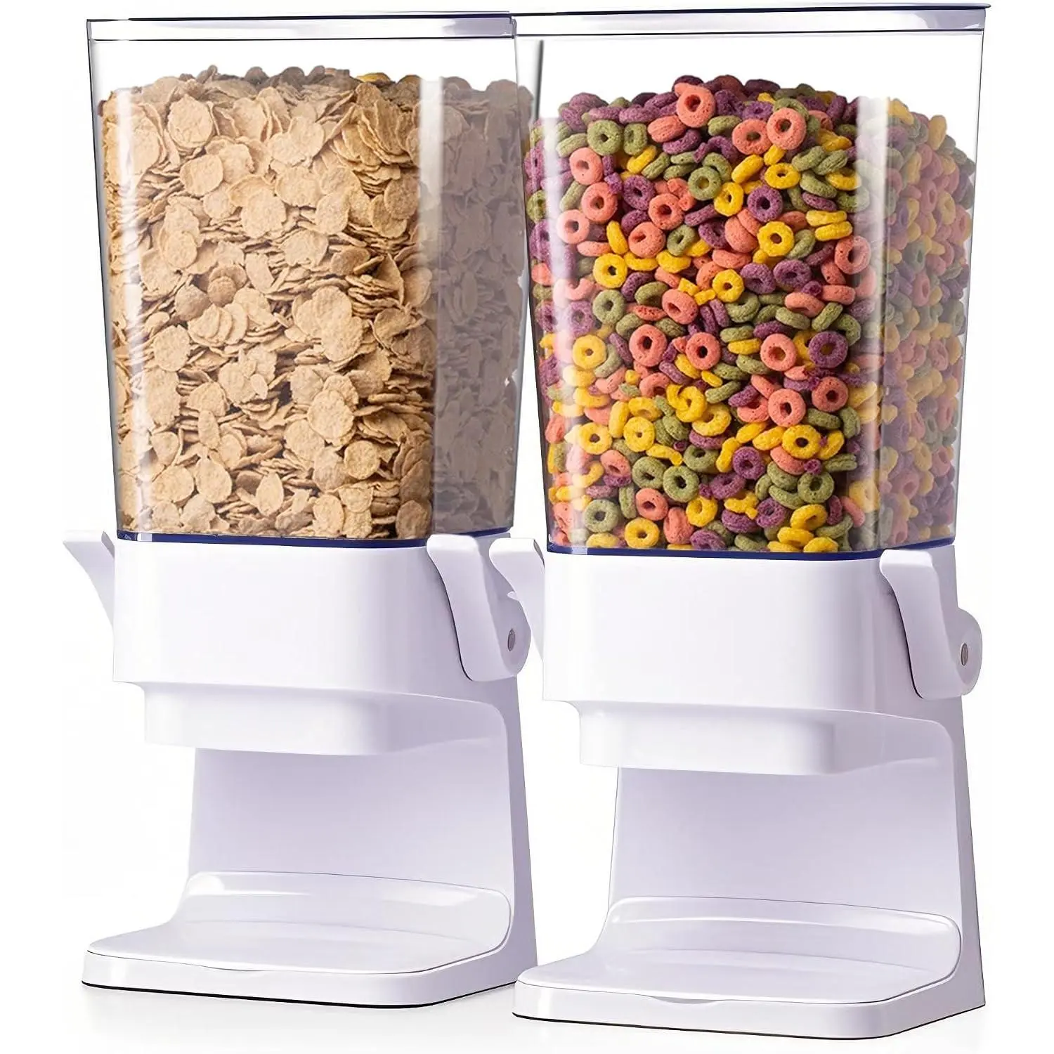 Cereal Dispenser Countertop 2Pc, Cereal Containers Storage, 5.5Qt Organization and Storage Containers for Kitchen, Snack Dispenser for Rice, Grains, Dry Food, Oatmeal, Nuts, Pet food, White
