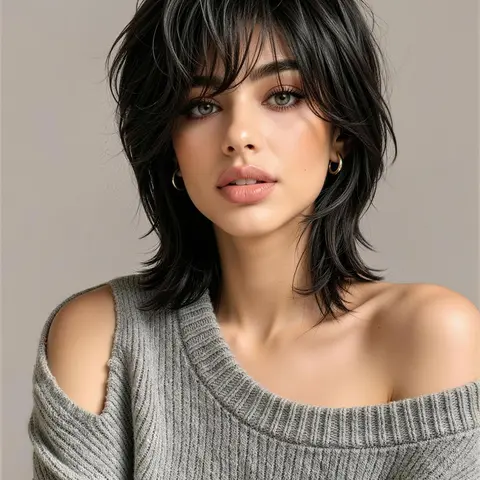 10-Inch Layered Voluminous Bob Wig, Women's Fashion Heat-Resistant Synthetic Wolf Tail Short Hair Wig, Daily Commute, Halloween Christmas Party, Synthetic Wigs, Layer Cut Wig