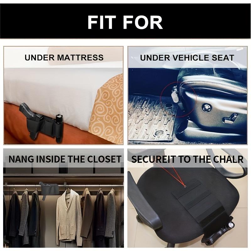 1 Piece Under Mattress Quick Access Pistol Holster with Magazine Pocket, Concealed Carry Storage Organizer, Durable Plastic, for Self-Defense, Bedside and Car Use, Storage Box for Home Organization, Basket, Case, and Container