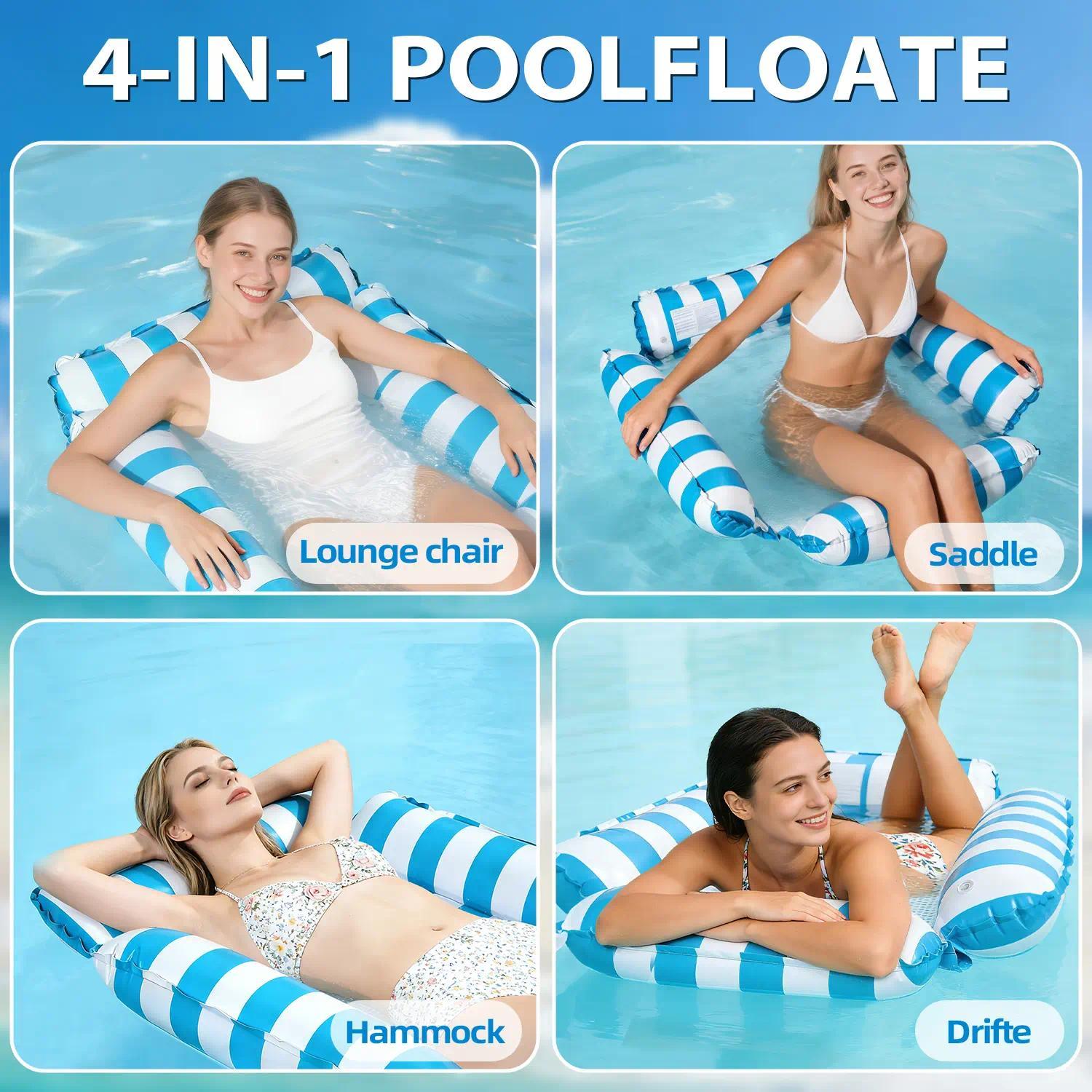 Inflatable Pool Hammocks, Tanning Pool Floats, Portable Pool Float for Adults, Pool Floats Adult Lounge Chair, Pool Float Raft for Summer Relaxing & Travel, Pool Accessories for Backyard Party, Above Ground Pool Accessories for Lake & Beach Vacation