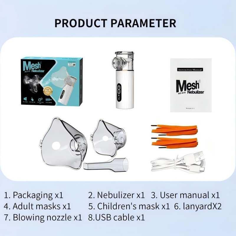 Handheld Portable Mesh Nebulizer with LED Interface & Auto-Cleaning Breathing Nebulizer for Adults & Kids & Pets at Home