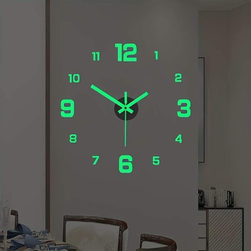 Glow Dark Silent Wall Clock Set, DIY Luminous Numerals Night Light Farmhouse Decor for Living Room Bedroom Father's Day and Mother's Day gifts