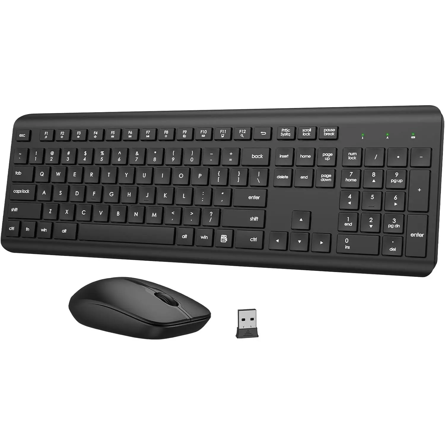 Wireless Keyboard and Mouse Combo, Full-Size Silent Ergonomic Keyboard and Optical Mouse, Long Battery Life, 2.4GHz Lag-Free Cordless Mice Keyboard for Computer, Mac, Laptop, PC, Windows