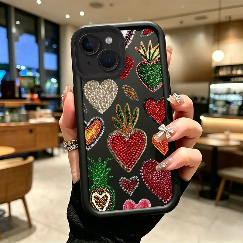 Phone case for iphone 13 13mini 14 14plus 15 15plus Gift Enhanced Peotection TPU Beaded Sacred Heart & Pineapple Phone Case soft silicone Celestial Eye Layered Phone Case BO-JT-MVR0