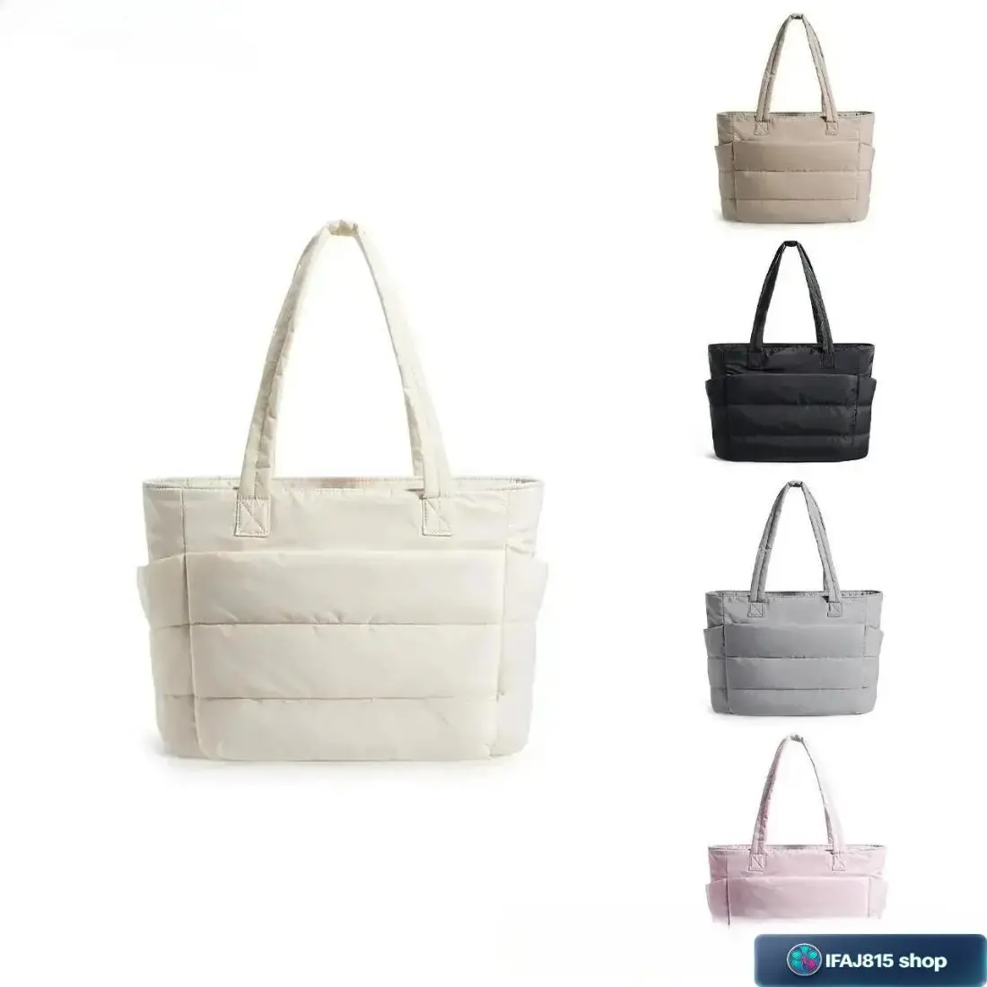 Women's Quilted Puffer Tote Bag, Large Capacity Laptop Carryall Shoulder Handbag with Secure Zipper Closure and Multi Pocket Organizer, Lightweight Everyday Work Tote for Office, Travel, School, Shopping and Daily Commute