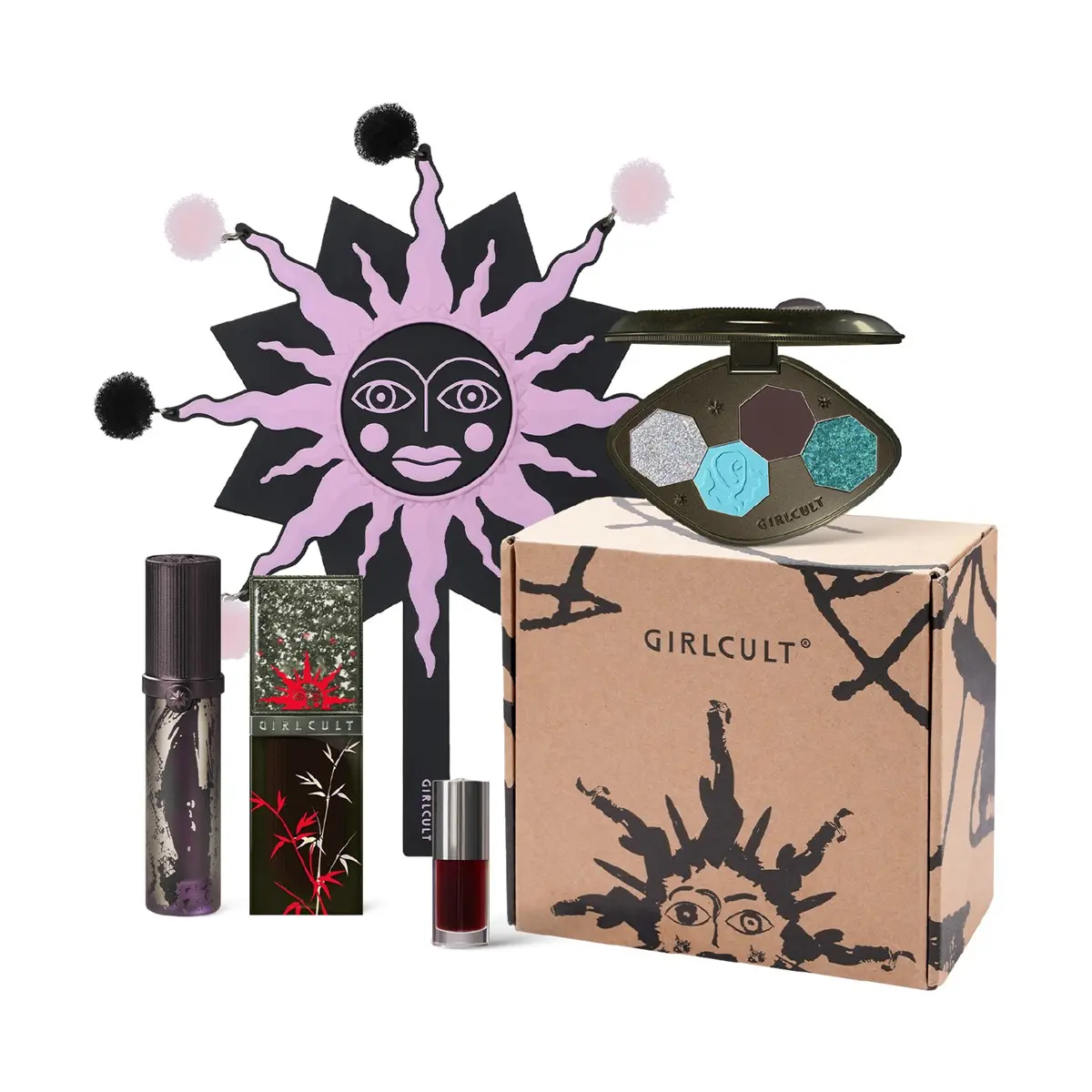 Girlcult Eye Shadow Lipstick Five-Piece Set, Cosmetic Powder Kit, Makeup Gift Sets, Non-Flammable, No Alcohol or Aerosol, Scpn/cpnp Notified