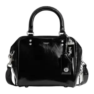 COACH Rogue CUBE 20 Handbag for Women – Toast-Style Crossbody and Shoulder Bag in Black with Silver Metal Accents