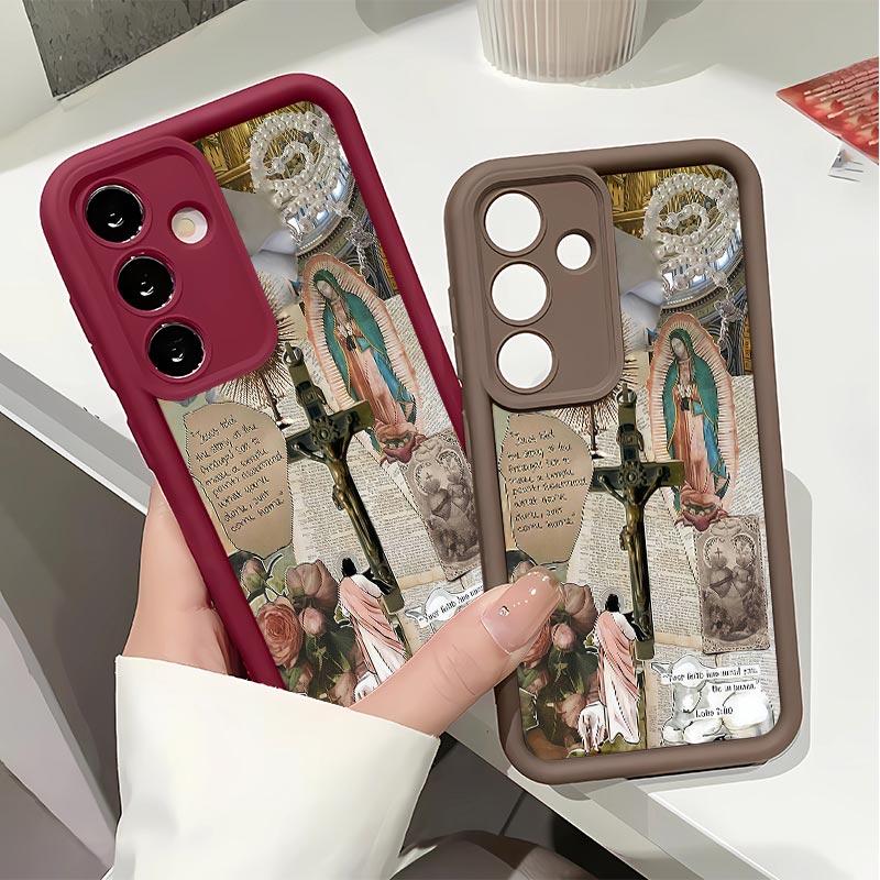 Mary ofthe Cross Soft&Flexible TPU Silicone Phone Case For Galaxy S26 Ultra S25 Edge S24 FE S23 S22 S21 Plus A13 A14 A15 A16 A17 A33 A34 A35 A36 A52 A53 A54 NOTE20 Durable|Shockproof|Full Camera Protection|Anti-Fingerprint