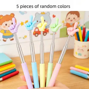 5pcs Random Color Extendable Teacher Pointer, Ergonomic Handle Design, Battery-Free, Durable Classroom Supplies, Home Baby Teaching Tools