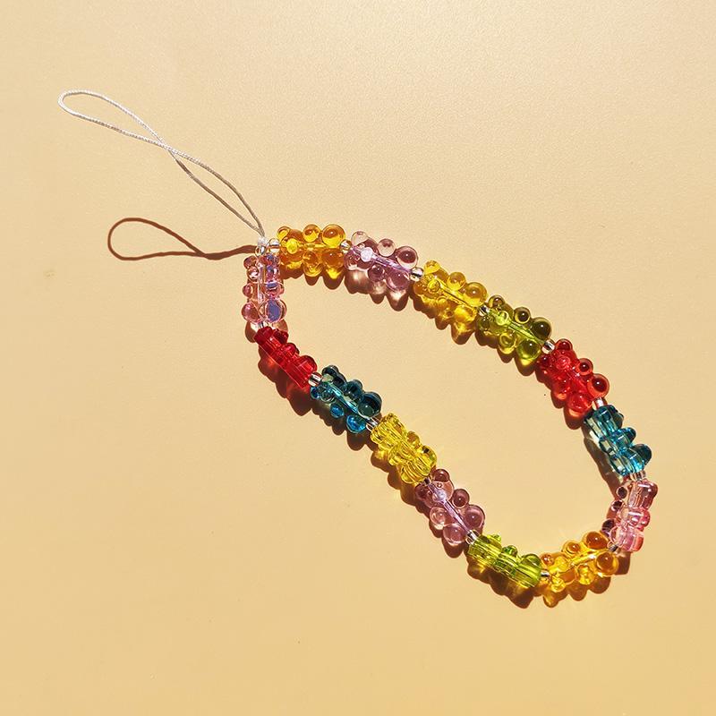 Jelly Mixed Color Bear Shaped Mobile Phone Chain, Fashion Cute Mobile Phone Lanyard, Anti-lost Mobile Phone Decoration, Cell Phone Charm, Phone Strap, Phone Accessories