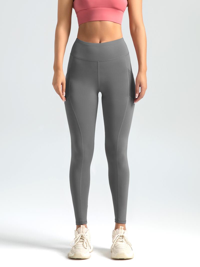 Women's High Waist Sports Leggings, Solid Color Breathable Comfortable Skinny Pants, High Stretch Yoga Leggings, Ladies Sportswear for Indoor Outdoor Wear, Bottoms, Gym Yoga Clothing