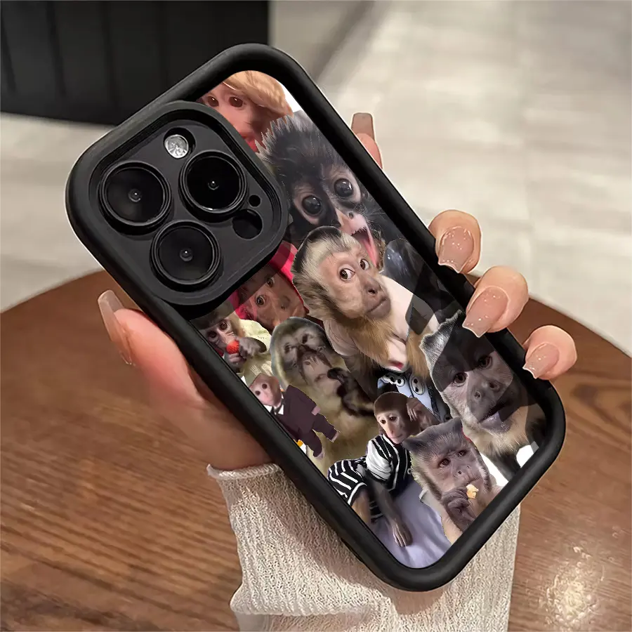 Phone Case: 1pc Funny Monkey Pattern Phone Case Suitable for iPhone 17 E Air 16 15 14 Pro Max Plus 13 12 Mini 11 X XS XR Antidrop Phone Case Shock Proof All Inclusive Lens Protection Cartoon Style Cute Can Be