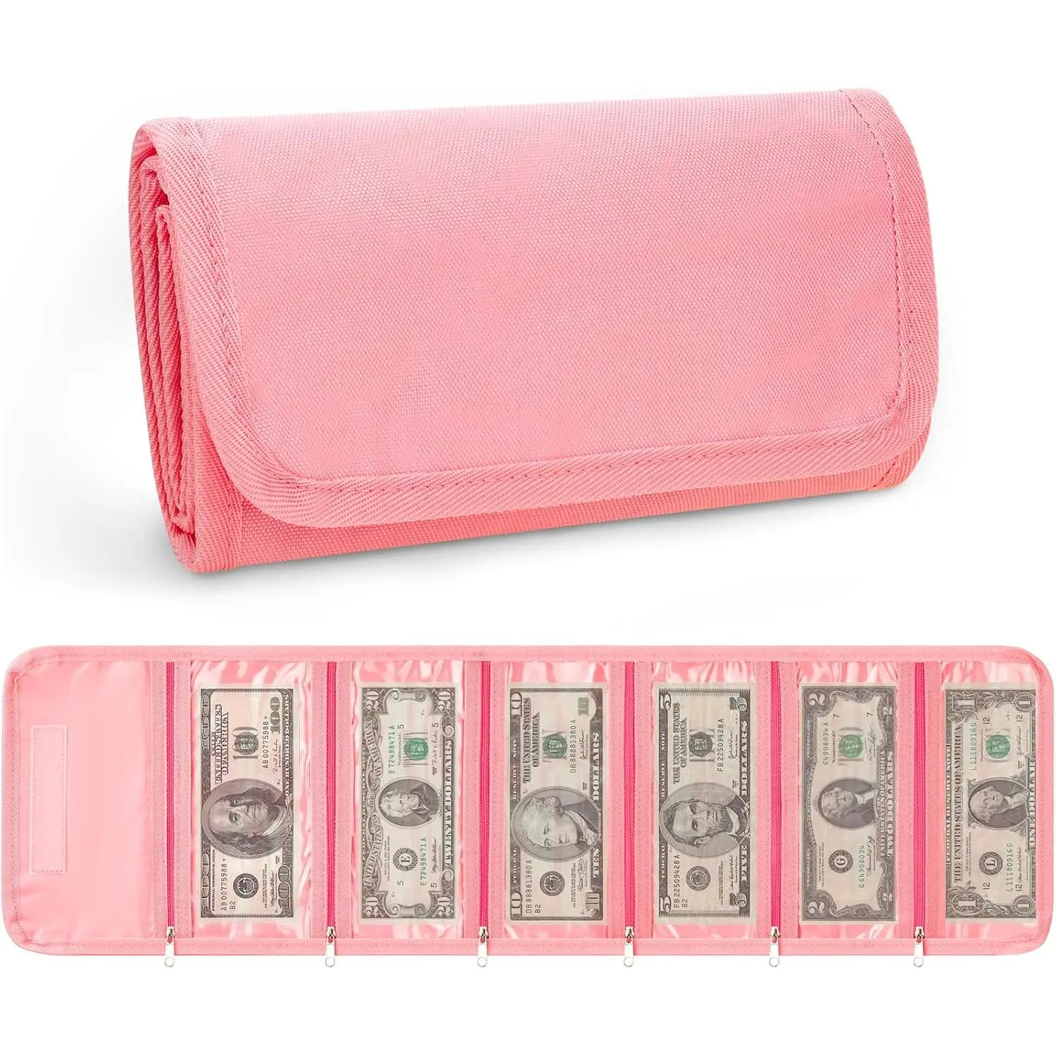 Organizer for ,   Storage with 6 Zippered Pocket for Travel Currencies Receipts Bills, Envelope Budgeting for