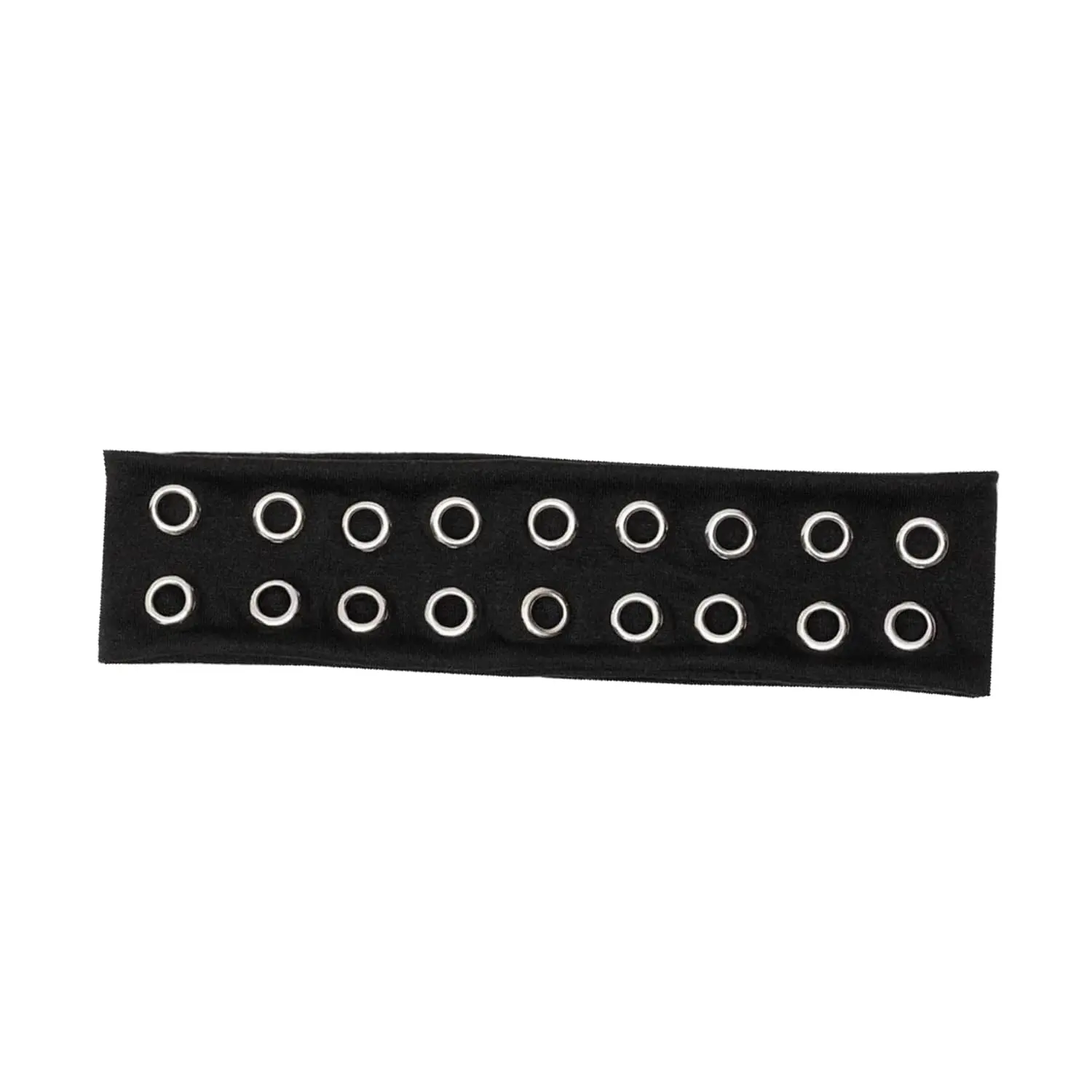 Grommet Headband, Y2k Wide Eyelet Headband, Elastic Hairband Grunge Accessories Punk Hair Accessories, Stretchy Hair Band for Women (Black, Style-2)