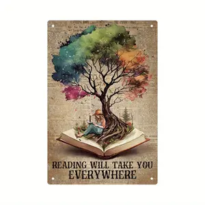 Iron Vintage Metal Sign - Single Home Decor Plaque for Wall Decoration in Home Library, Reading Room, Serves as a Reading-Themed Painting Poster