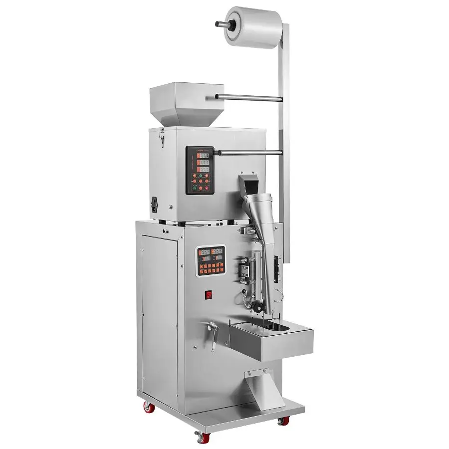 VEVOR Automatic Particle Packaging Machine, 0.002-0.22lbs/1-100g, Multi-Function Pouch Powder Sachet Weighting Filling Packing Machine, Powder Filler Machine for Tea Seeds Grains Flour Beans Glitter