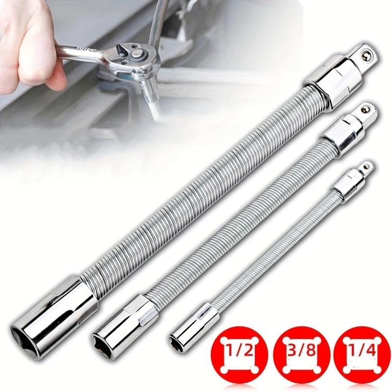 Universal Electric Wrench Socket, 3 Counts Bendable Flexible Shaft, Extension Rod & Force Connecting Rod for Home, Car & Office, Repair Socket Wrench Tools, Wrench Extend Rod, Right Angle Wrench, Hand Tools