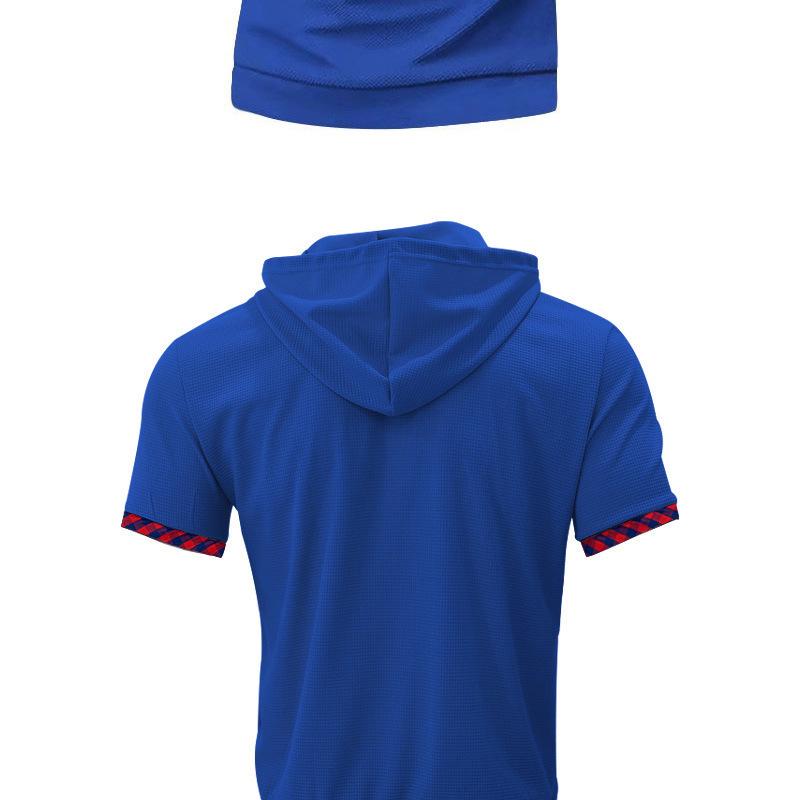 Short-sleeved Men's T-shirt, Sports and Leisure Fashion Solid Color Hooded Polo Shirt for Men