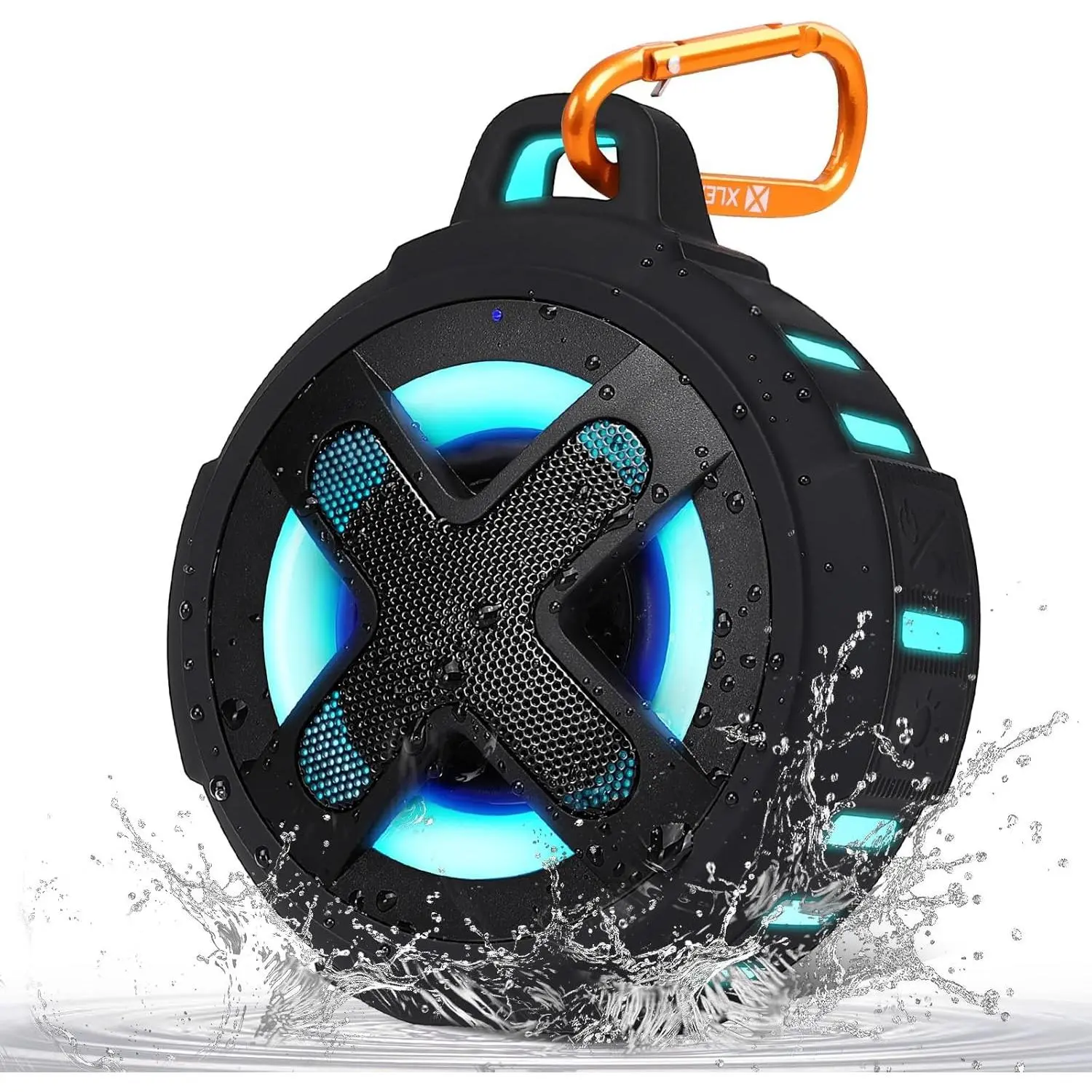 IP67 Waterproof Bluetooth Speaker, Silicone Case,10W Pro Sound&Deep Bass,24H Playtime, with Lights,Clip,Floating,for Shower,Beach essentials, Kayak Paddle Board Boat Lake Camping accessories