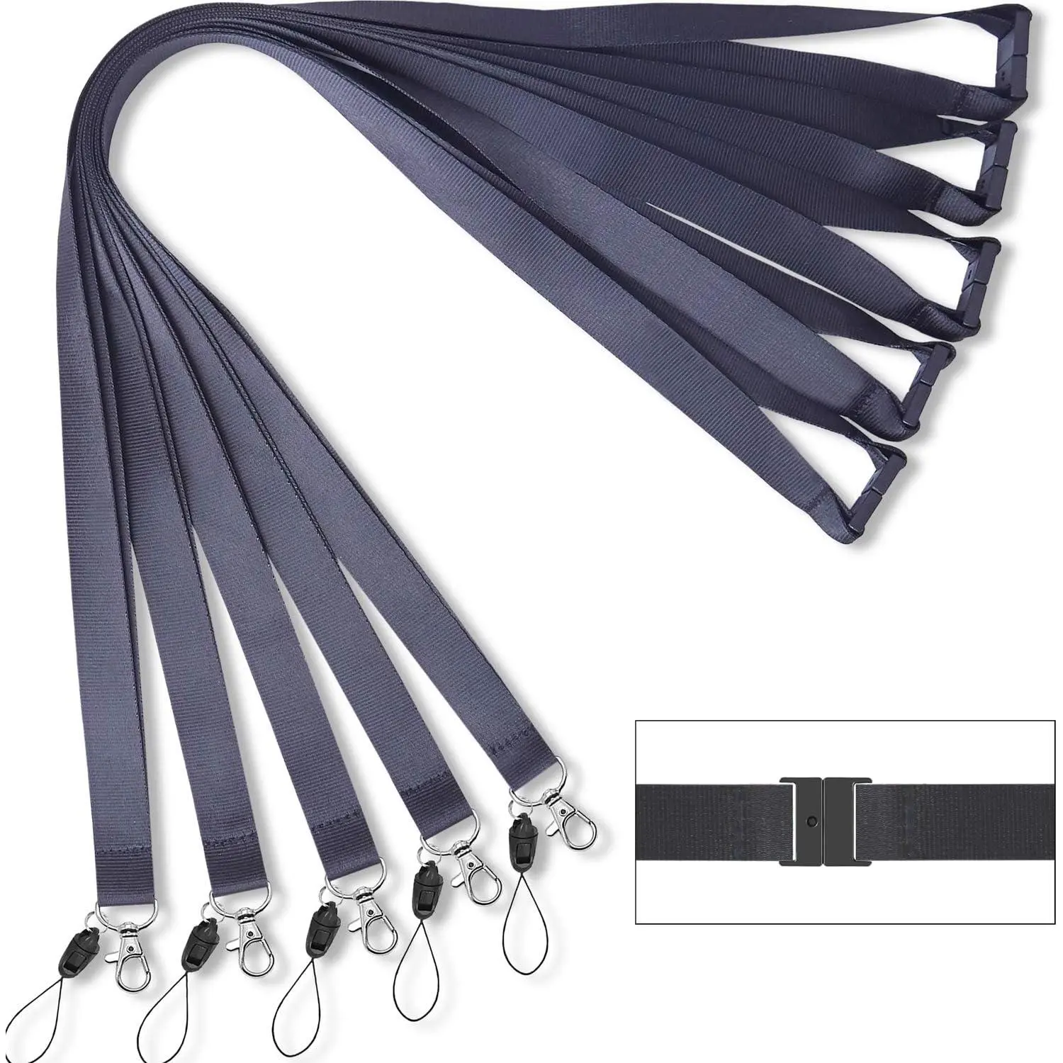 Lanyards Safety Breakaway Black for ID Badges Holder  5 count |  Lanyards Women Men Cruise Office Card Holder