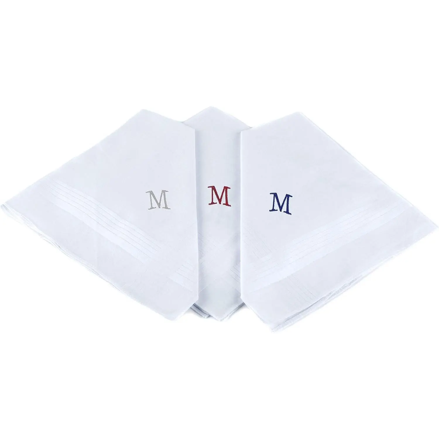Initial Handkerchief for Men, Monogrammed Boxed 3 Piece Set,100% CottonGift