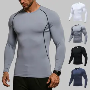 3 Pack Men's Compression Shirts Long Sleeve Quick Dry Athletic Workout Shirts Moisture Wicking Base Layer Tops for Gym Running Training Sports