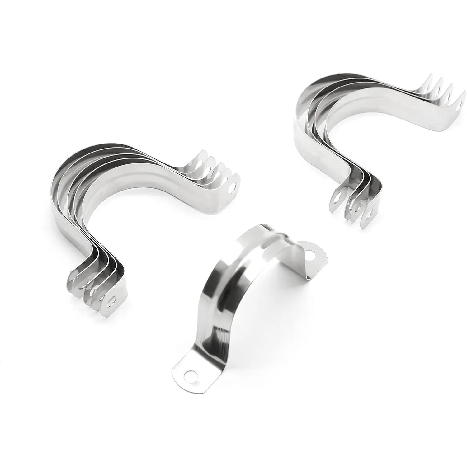 10 count /4 Inch Stainless Steel Conduit Clamps, Two Hole Strap U Bracket Rigid Pipe Strap Metal U Clamp Conduit Strap Tension Clips U-tube Clamp Heavy Duty