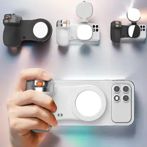 Magnetic Phone Selfie Stick Holder, Portable Handheld Camera Grip with LED Light, Anti-Shake Self-Timer, Magnetic Fill Light, Selfie Accessories