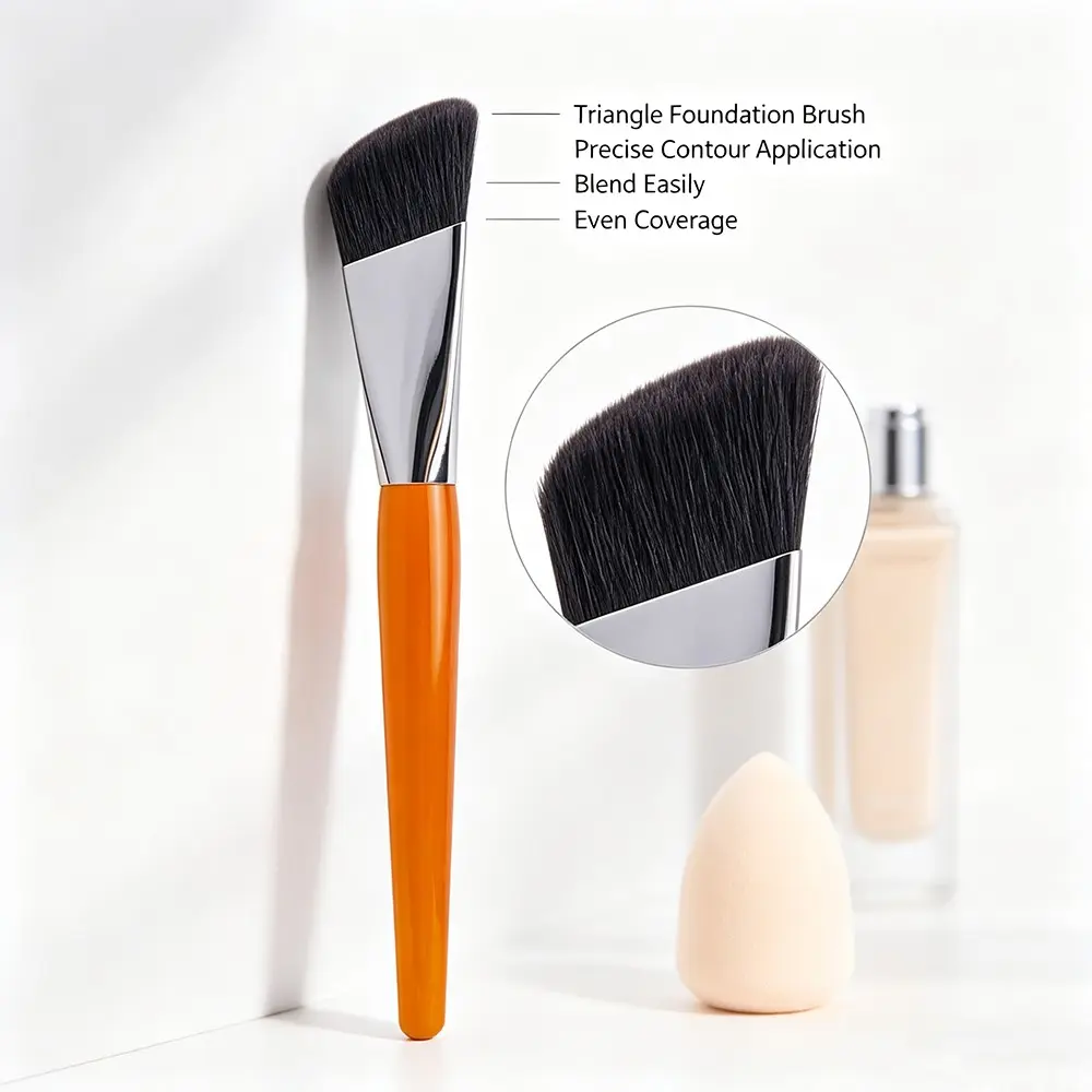 Triangle Foundation Brush, Angled Contour Brush, Crystal Handle, Ideal for Cream Liquid Bronzer, Makeup Tools, 1pc