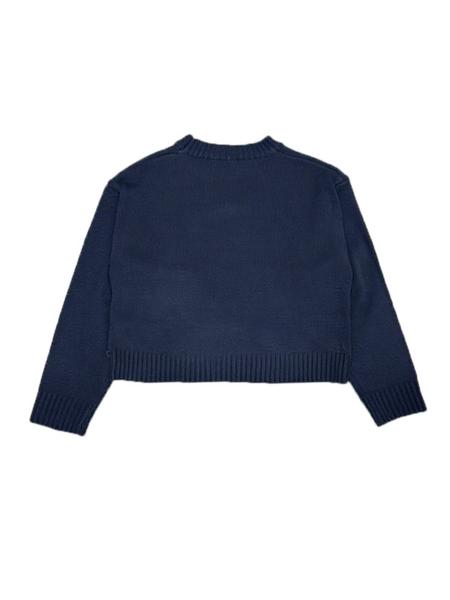 Women's Vintage American Style Bear Jacquard Sweater, Loose Fit Round Neck Knitwear for Spring, Early Autumn & Winter Seasons