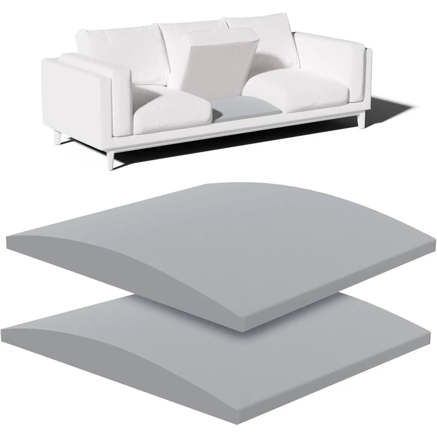 Couch Cushion, Sofa Cushion for Sagging Couch Seat, 20x20x2in, Couch Insert, High Density Foam Furniture Seat Sagging Repair, Trapezoid 40D, Grey Set of 2