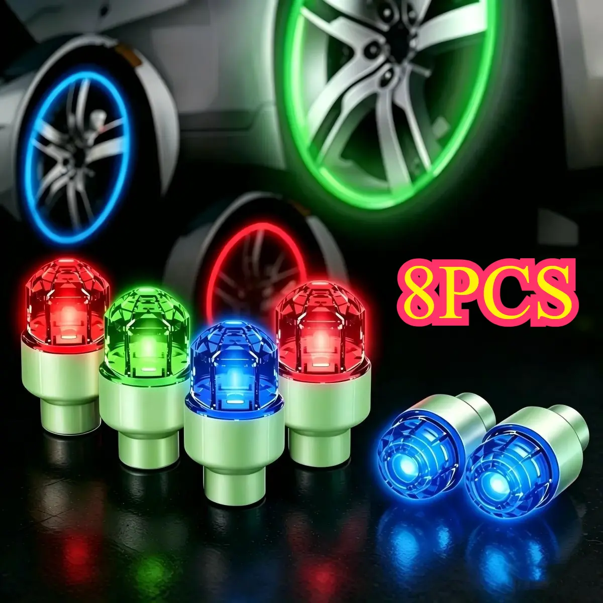 LED wheel light Luminous Car Tire Valve Caps Vibration-Sensitive LED Tire Valve Cap-bicycle car motorcycle tire led,Vibration-sensitive LED lights, automatically turn on, cool,Nighttime cycling, festive atmosphere