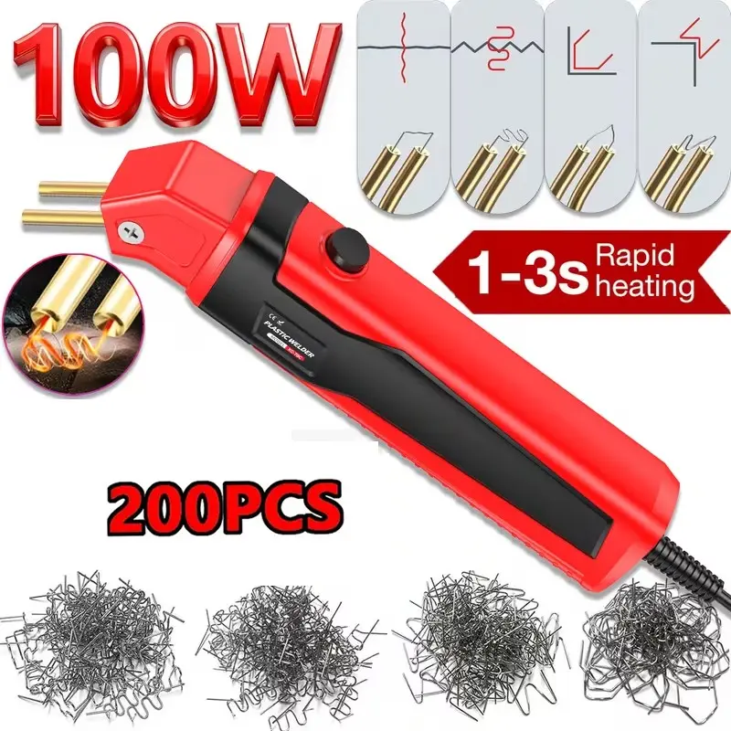 Plastic Welding Tool Kit with 200 Rivets, Bumper Crack Repair Gun, Hot Rivet Gun, Garage Tools for Car Bumpers and Most Plastic Welding Kits