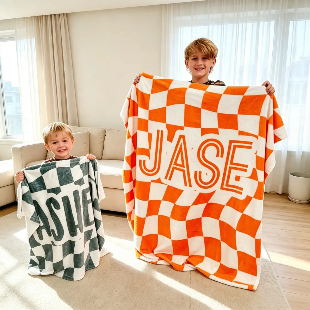 Personalized checkered pattern blanket – customizable ultra-soft flannel material, portable decorative sofa throw blanket, perfect for super soft upholstery/sofa/bedroom use, a great gift for children, family and friends.