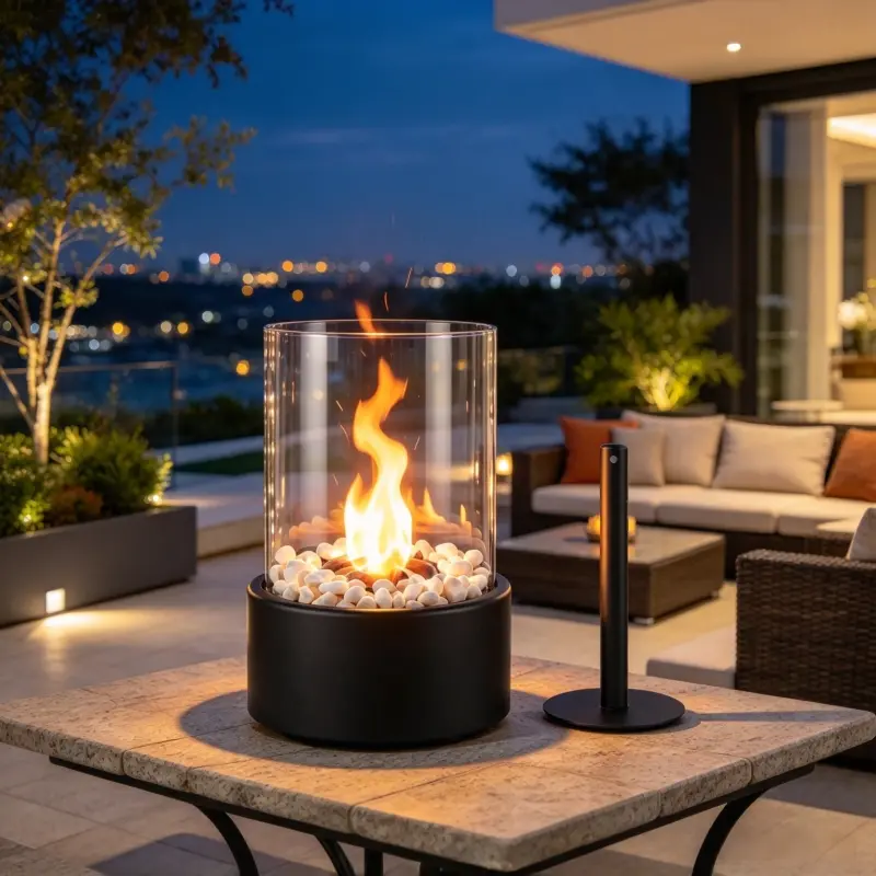 Tabletop Fireplace Heater with Protective Glass, 1pc, Indoor & Outdoor Use, Outdoor Fireplace for Patio. Great for Tabletop Decor & Heating, Balcony Ambient Decoration, Party Atmosphere Light. Ideal Gift for Winter, Christmas, Halloween and Easter.