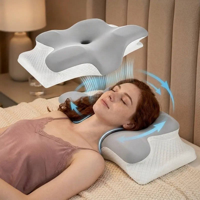 Contour Memory Foam Pillow for Back and Side Sleepers, Ergonomic Neck Support Bed Pillow with Odorless Core and Cooling Cover