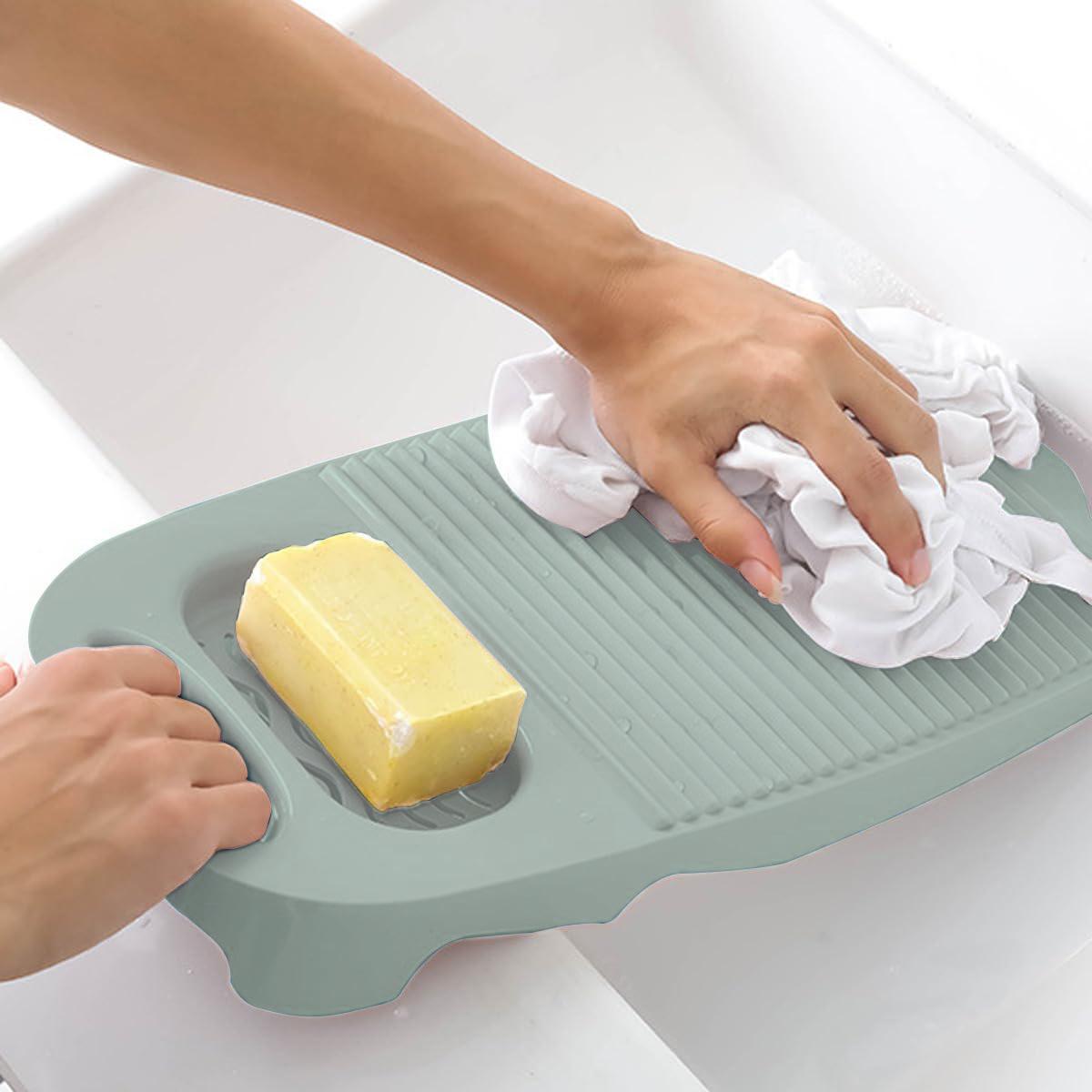 Foldable Washboard, 1 Count Portable Laundry Scrub Board with Holder for Camping & Hiking, Household Clothes Washing Board, Bathroom Supplies