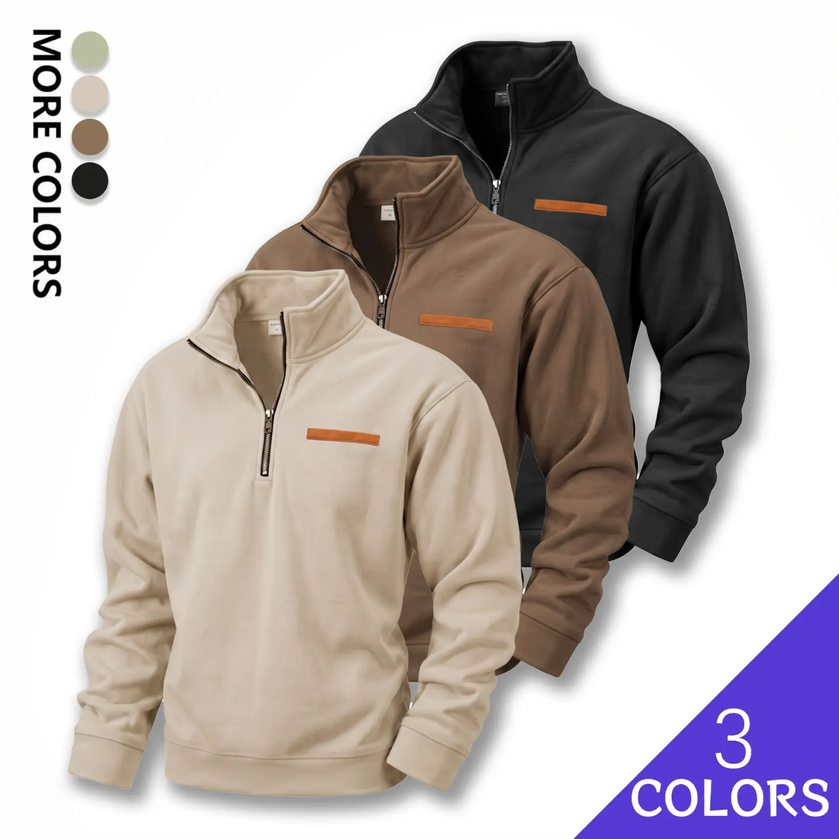 Men's Fleece Lined Quarter Zip Pullover Sweatshirt, Warm Stand Collar Long Sleeve Casual Hoodie Jacket, Soft Sherpa Interior Winter Tops for Daily Wear, Outdoor, Travel and Streetwear