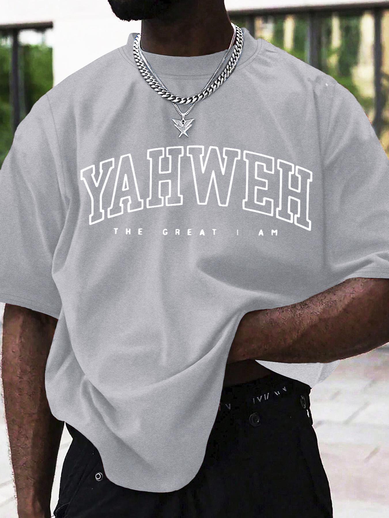 Men's Letter Print Drop Shoulder Tee, Regular Fit Casual Short Sleeve Round Neck T-Shirt for Summer, Fashion Men's Top for Daily Wear, Casual Fit Streetwear