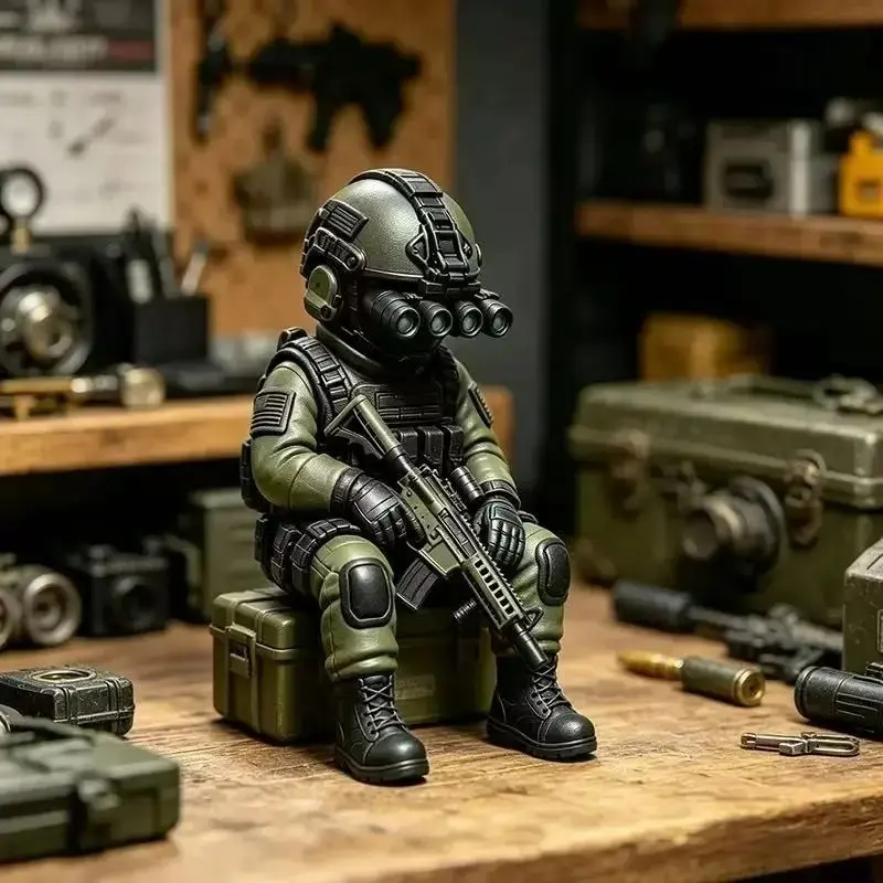 New Hardcore Tactical Mini Special Forces Action Figurine, Fully Equipped Night Vision Soldier Statue, Military Enthusiast Desk Decor, Unique Collectible Gift