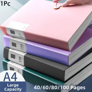 100 Pockets-A4 Display Book Document Folder Sheet Protector Binder Portfolio Organizer Multi-Pocket Storage Presentation Book for School Office Home Thickened Inner Pages Easy Insert Waterproof Cover Archival Quality Durable Transparent Storage Binder